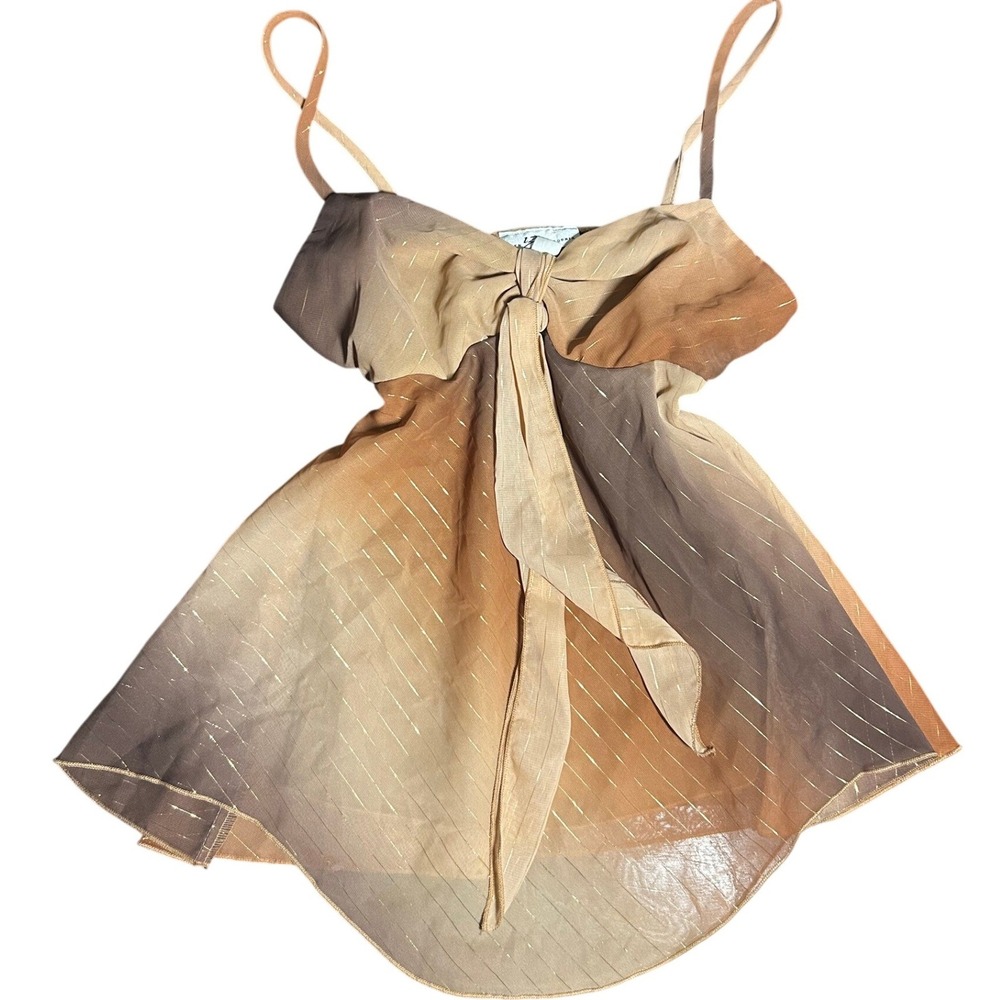 NWT Byer California y2k Camisole Small Brown Ombre Gold Metallic Pinstripe
